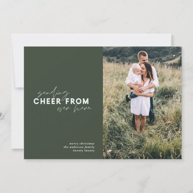 Cartão De Festividades Natal de fotos a distância do script (Frente)