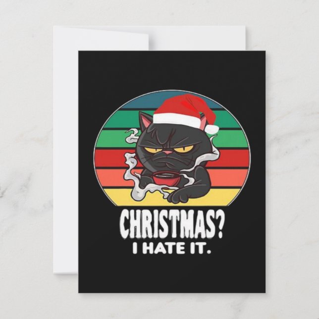 Cartão De Festividades Natal de Gato  (Frente)
