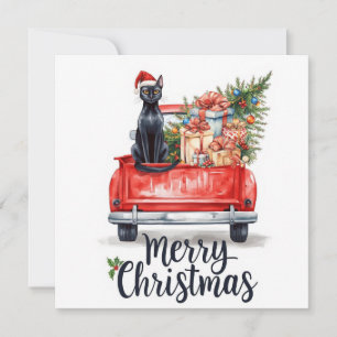 Cartão De Festividades Natal de Gato Negro para Amantes de Gato