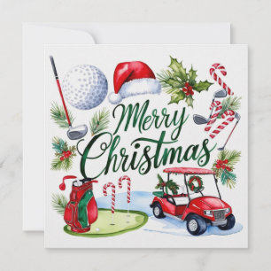 Cartão De Festividades Natal de Golf temático para Cadeado de Golfe