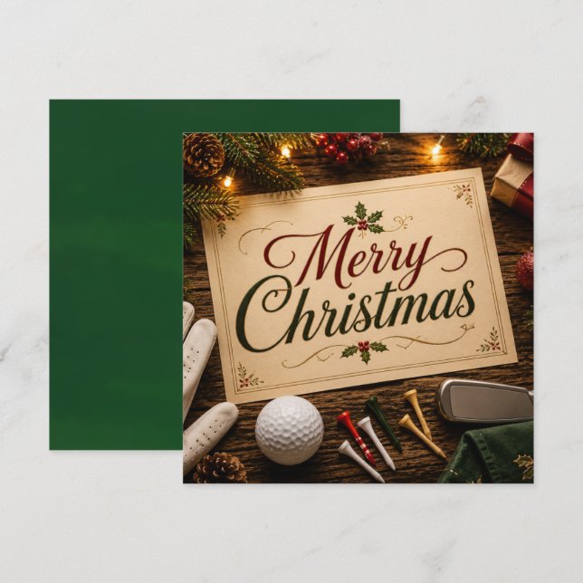 Cartão De Festividades Natal de golfe com bola de golfe  (Frente/Verso)