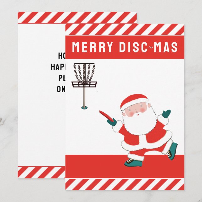Cartão De Festividades Natal de Golfe de Disco (Frente/Verso)