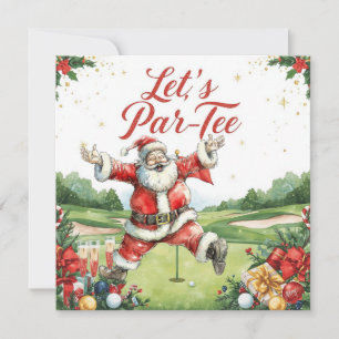 Cartão De Festividades Natal de Golfe  Vamos fazer Par tee com o Papai No