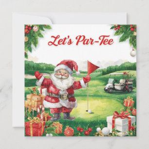 Cartão De Festividades Natal de Golfe Vamos Par-ticipar com o Papai Noel