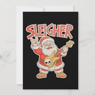 Cartão De Festividades Natal de Guitarra Metal de Papai Noel Hail Xmas