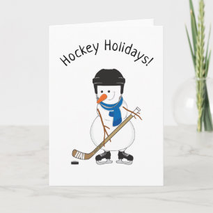 Cartão De Festividades Natal de Hockey Holidays Snowman