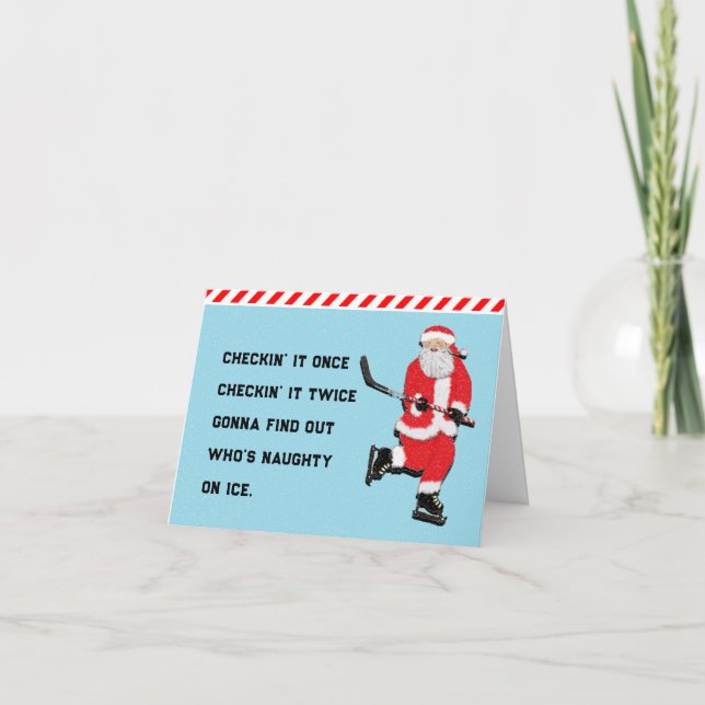 Cartão De Festividades Natal de hóquei (Frente)
