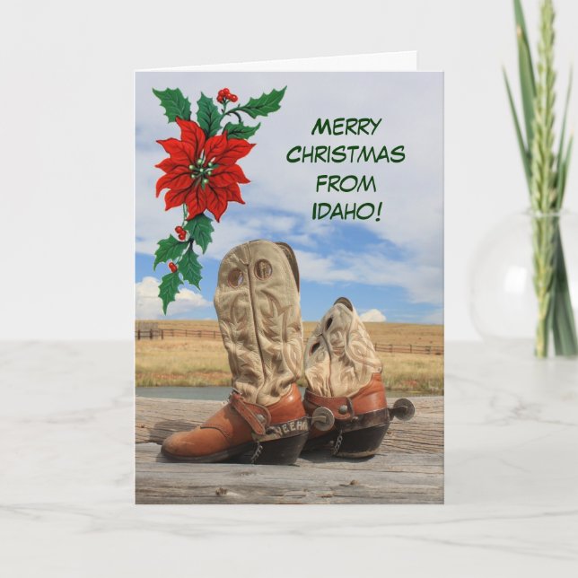 Cartão De Festividades Natal De Idaho Western Boot Holiday Card (Frente)