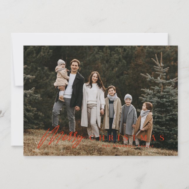 Cartão De Festividades Natal de Imagem Simples de Script de Feliz 3 (Frente)