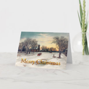 Cartão De Festividades Natal de Inverno Vintage Feliz Natal