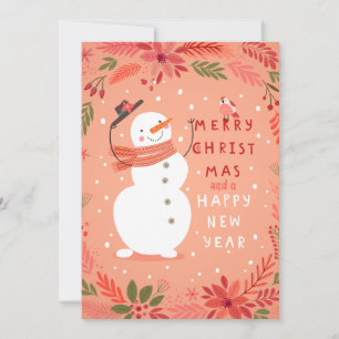 Cartão De Festividades Natal de Jolly Snowman - Desejos Quentes