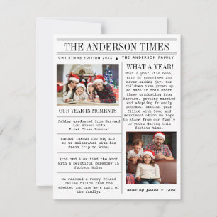 Cartão De Festividades Natal de Jornal de Foto da Família Única