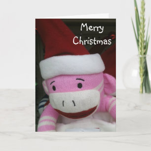 CARTÃO DE FESTIVIDADES NATAL DE MACACO ALMOFADO DESEJA