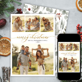 Cartão De Festividades Natal de Multifotógrafos da Folhagem de Script Mod