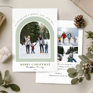 Cartão De Festividades Natal de multifotos com arco moderno elegante