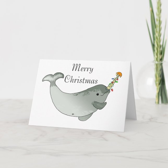 Cartão De Festividades Natal de Narwhal (Frente)