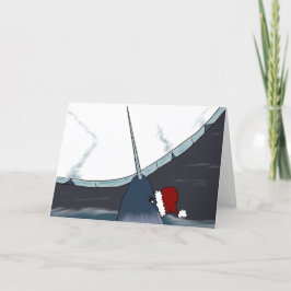 Cartão De Festividades Natal de Narwhal no Pólo Norte