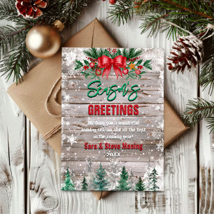 Cartão De Festividades Natal de Natal de arco Vermelho Rustic Country