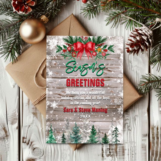 Cartão De Festividades Natal de Natal de arco Vermelho Rustic Country (Criador carregado)