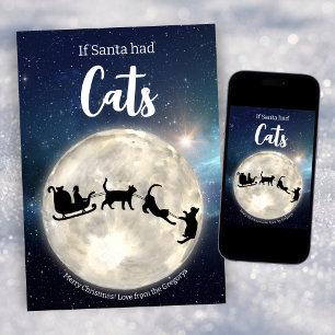 Cartão De Festividades Natal de Papais noeis de Gato Preto Engraçado Pers