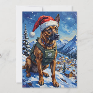 Cartão De Festividades Natal de Patrulha Montanhesa do Malinois Belga