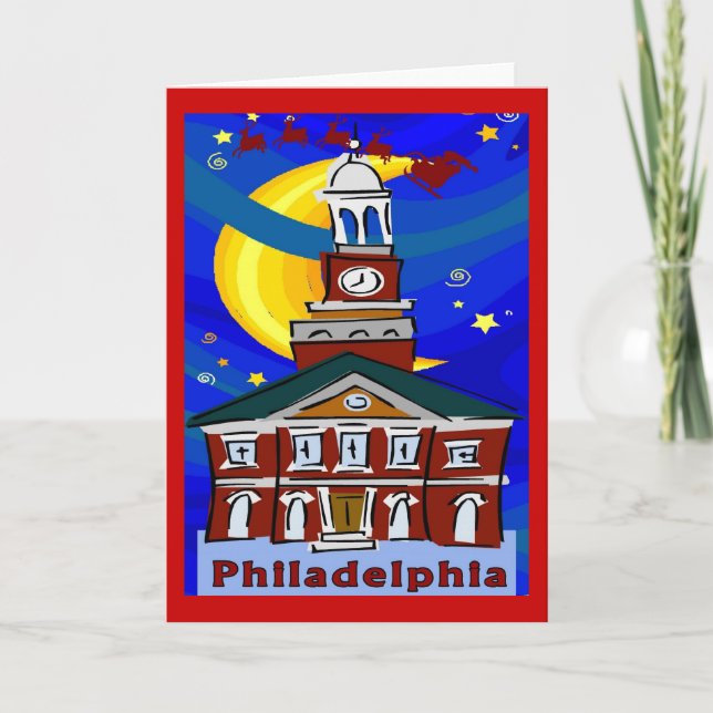 Cartão De Festividades Natal de Philly (Frente)