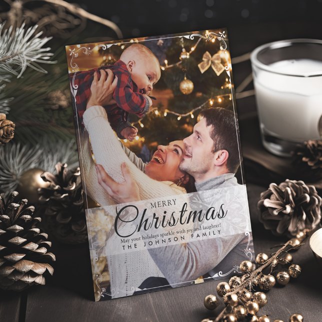 Cartão De Festividades Natal de Quadro Branco Simples Elegante (Criador carregado)