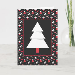 Cartão De Festividades Natal de Quadro de Árvores Branco