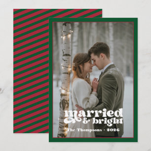 Cartão De Festividades Natal de Recém-Casados Esmeralda Verde e Rubi