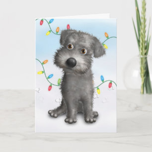 Cartão De Festividades Natal de Schnoodle (cinza)