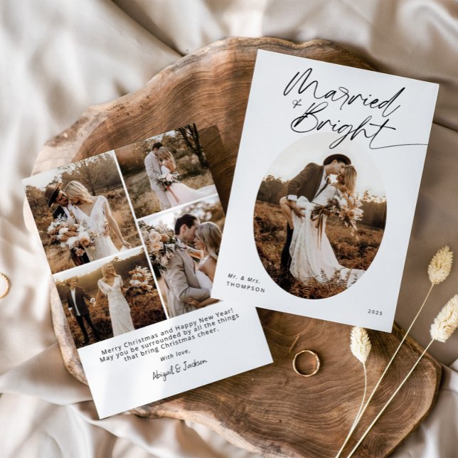 Cartão De Festividades Natal de Script Elegante Moderno e Casado (Criador carregado)