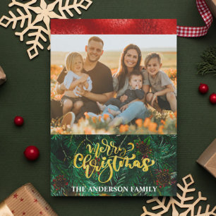 Cartão De Festividades Natal de Script Manuscrito de Tendência de Foto El