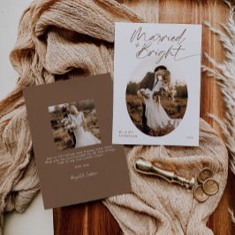 Cartão De Festividades Natal de Script Moderno de Boho e Casado