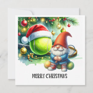 Cartão De Festividades Natal de Tênis com bola e raquete de tênis