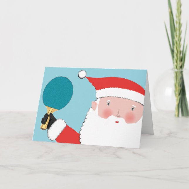 Cartão De Festividades Natal de Tênis de Mesa (Frente)