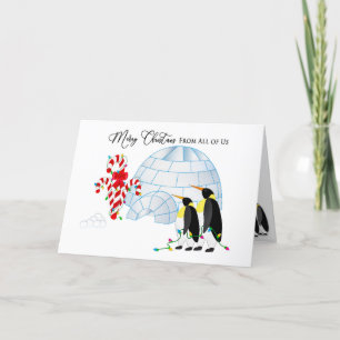 Cartão De Festividades Natal De Todos Nós Pinguins por Igloo Lights