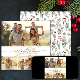 Cartão De Festividades Natal de Várias Fotografias do Script Botânico Mod