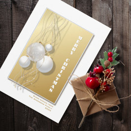 Cartão De Festividades Natal de White Baubles na moda Dourado