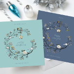 Cartão De Festividades Natal de Wreath Azul no Gelo | Ano Novo<br><div class="desc">Natal de Wreath Azul no Gelo | Cartão de Feriado de Ano Novo</div>