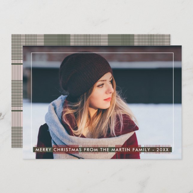 Cartão De Festividades Natal de Xadrez simples e clássico (Frente/Verso)