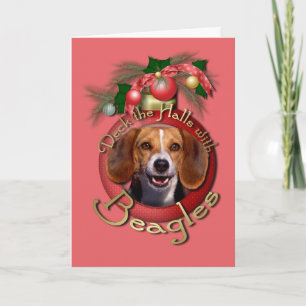 Cartão De Festividades Natal - Deck the Halls - Beagles