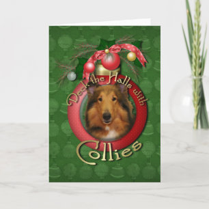 Cartão De Festividades Natal - Deck the Halls - Collie - Natalie