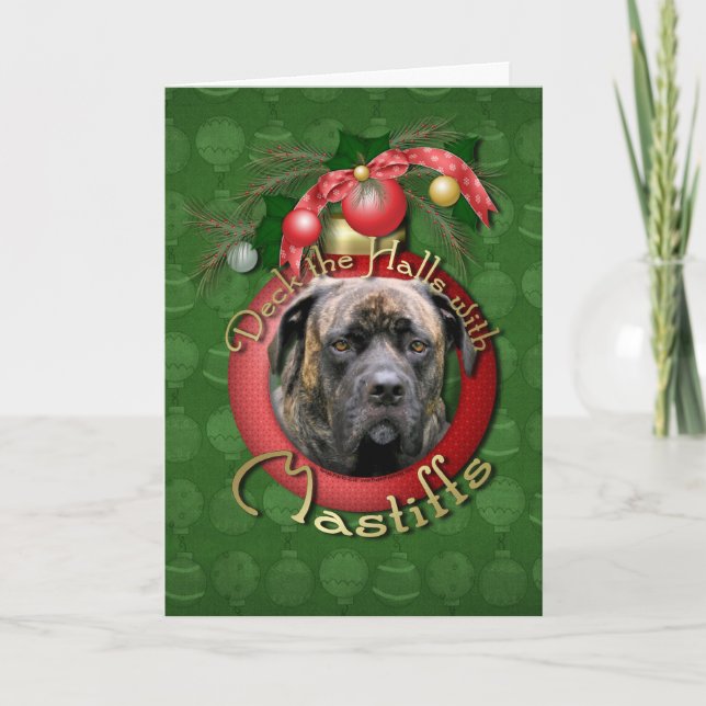 Cartão De Festividades Natal - Deck the Halls - Mastiffs - Cyclone (Frente)