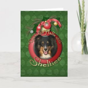 Cartão De Festividades Natal - Deck the Halls - Sheltie - Chani