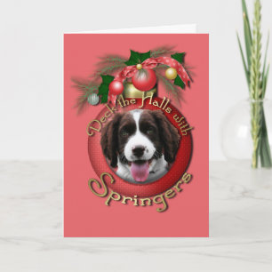 Cartão De Festividades Natal - Deck the Halls Springer Spaniel Baxter