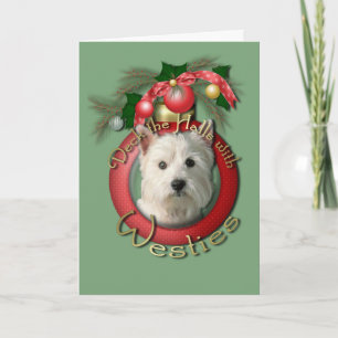 Cartão De Festividades Natal - Deck the Halls - Westies