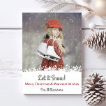 Cartão De Festividades Natal Deixe-o nevar - Foto de Natal moderno<br><div class="desc">Um cartão de férias moderno divertido com sua foto emoldurada por um floco de neve branco e borda de fruta. Abaixo lê-se: "Deixe-a nevar!" "Feliz Natal e Desejos Quentes" - ou mude para sua própria saudação. (Você também pode alterar a cor da fonte.) No verso, você pode adicionar uma segunda...</div>