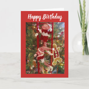CARTÃO DE FESTIVIDADES NATAL DESEJA DE ANIVERSÁRIO DO ELF AMIGÁVEL