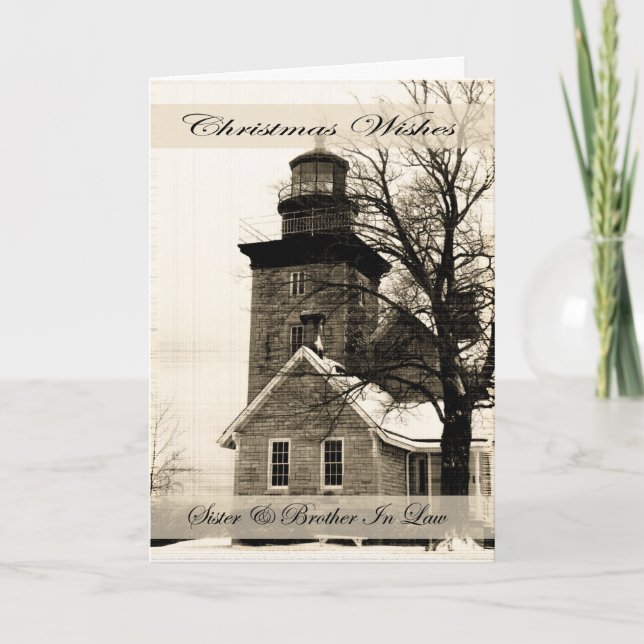 Cartão De Festividades Natal Deseja Irmã e Irmão Em Direito (Frente)