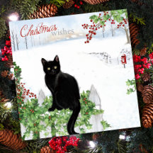 Natal Deseja Vintage Black Cat Winter Cena